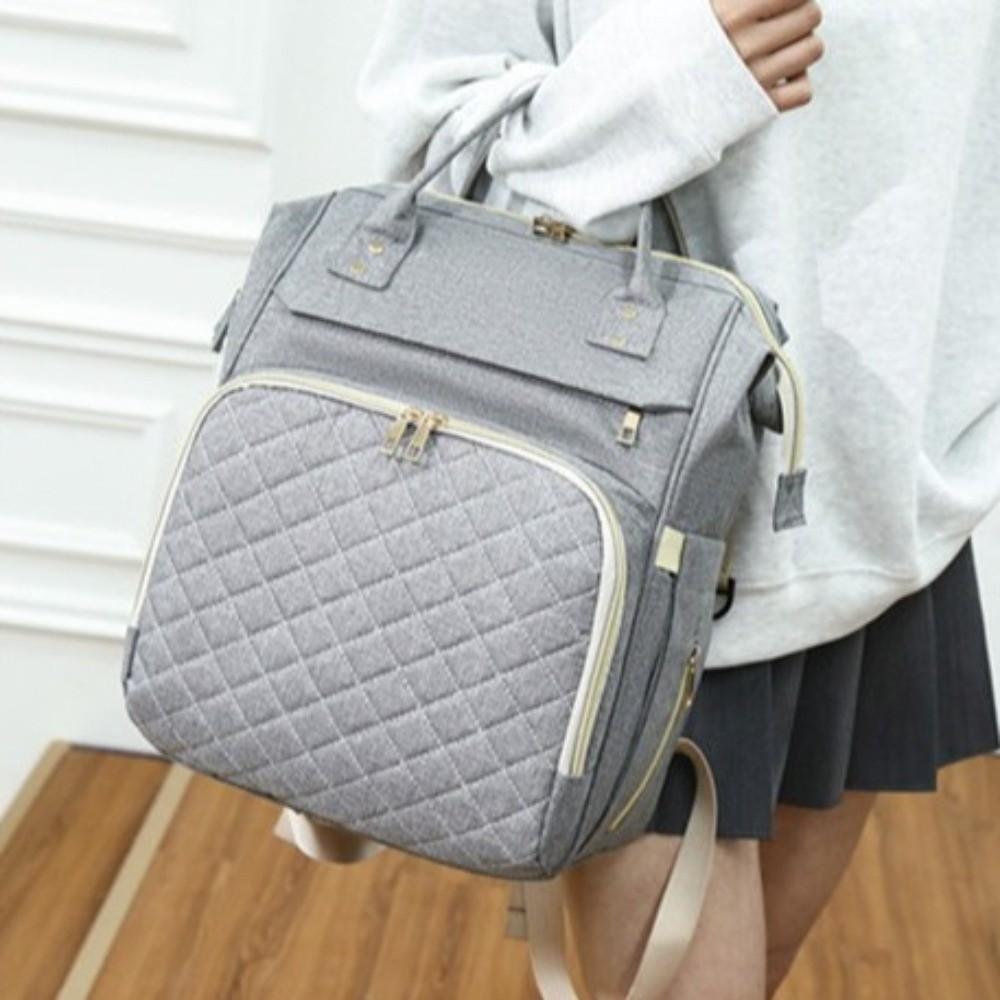 Solid Color Diaper Backpack Nylon Nappy Bagpack Multi-functional Mommy Bag  Maternity