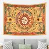 Floral Plants Sun And Moon Retro Botanical Flowers Butterfly Black Starry Sky Wall Tapestry Vintage Boho Aesthetic Tapestry Wall