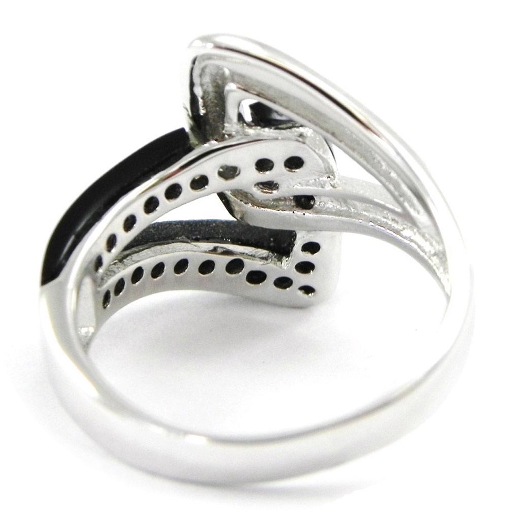 Bague Argent 'Chorégraphie' noir argenté (céramique) - 13 mm