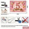 2D Pink & Gold 5th Birthday Backdrop with Crown & Flowers for Toddler Party