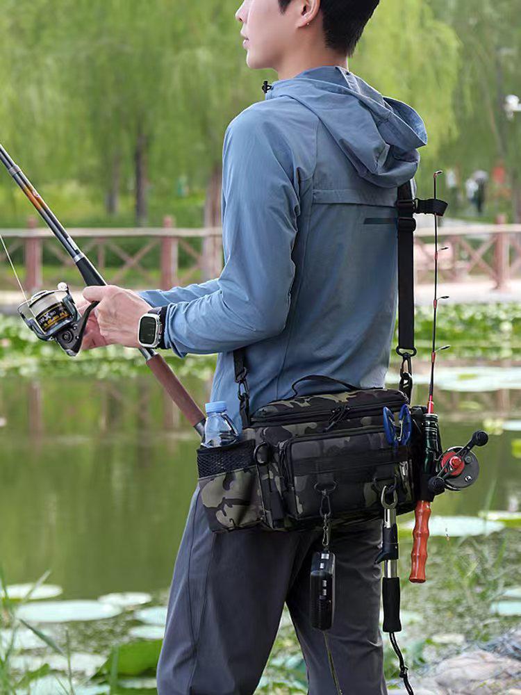 Multifunktionale Angeltasche mit großem Fassungsvermögen für Taille & Rute - Outdoor-Ausrüstungsaufbewahrung