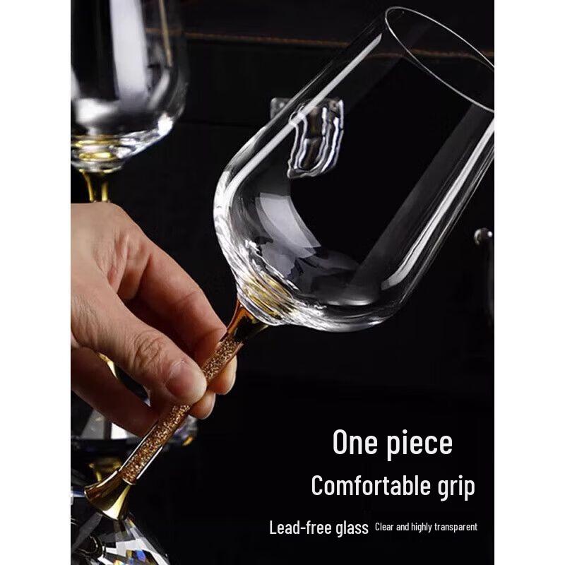 Qiuqiao Gold Diamond Crystal Burgundy Wine Glass Set