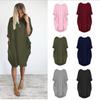 Women's Casual Loose Pocket Long Sleeve Plus Size Dress