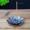 Lotus Incense Holder - Two-Tier for Lotus Flower Design, Sturdy Zinc Alloy Construction, Minimalist Black Finish for Home, Yoga, Meditation, Spa