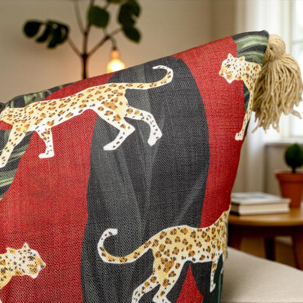 Eurasia Decor Madhuban Cheetah Printed Decorative Cushion Cover – Cotton Blend