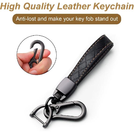 Key Fob Cover For Honda With Leather Keychain, Premium TPU Key Case Compatible With 2003-2015 Honda Accord Crosstour Civic EX CR-V Pilot Element