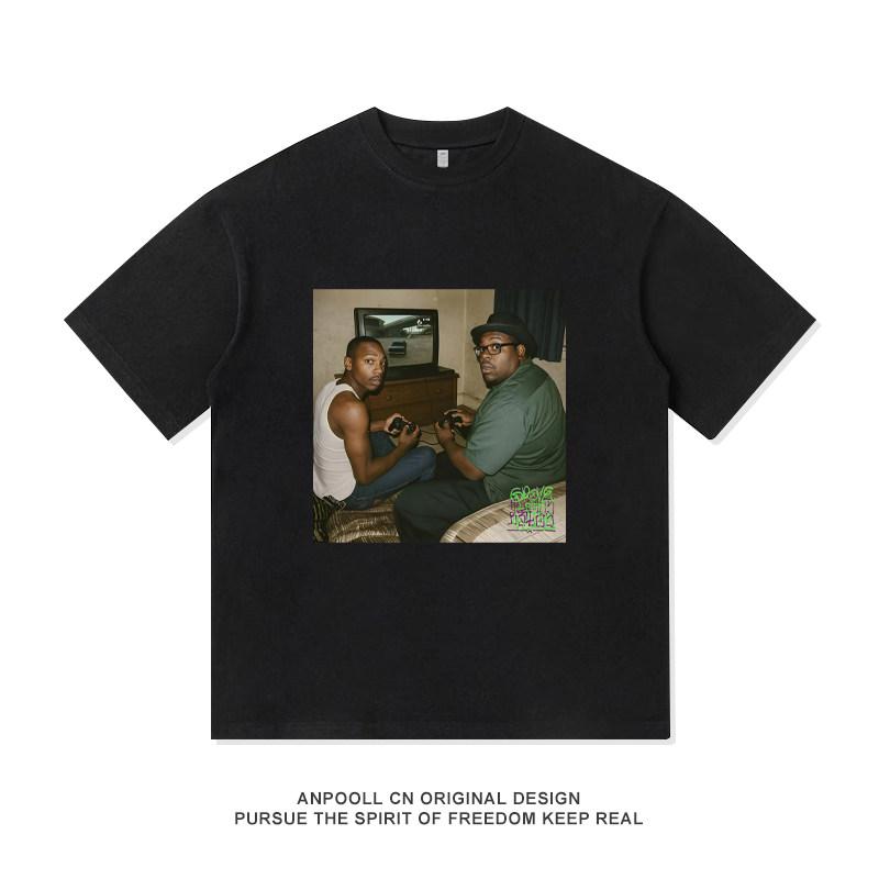 GTASA San Andreas CJ Groove Gangster American Heavyweight Pure Cotton ShortSleeved TShirt Mens Loose Clothing