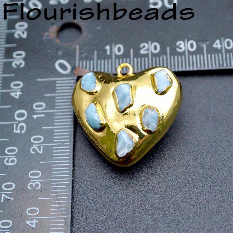 Natural Gemstone Stones Big Size Heart Charm Pendant for DIY Woman Jewelry Necklace Making