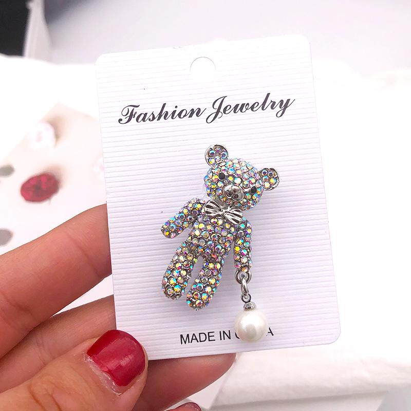 Милая Брошь Маленький Медвежонок, Стиль Хай-энд, Женская Жемчужная Животная Булавка, Винтажная Брошь