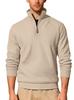 Men's Twill Jacquard Ribbed Half Zip Sweatshirt, Long Sleeve Stand Collar Sport Casual Trendy Pullover Hoodie for Autumn Winter