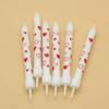 Birthday Cake Glossy Printed Red Love Pattern Pencil Candle Adult Party Cartoon 6 Candles