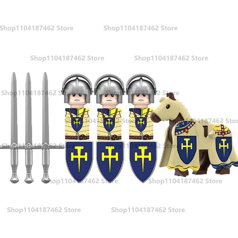 Medieval Military Castle Knight Army Set Building Blocks Green Dragon Wolf Warrior The War of Roses War-horse Weapons Brick Toys