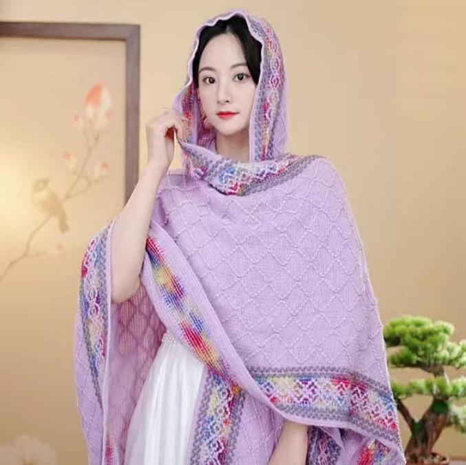 Yunnan Retro Tassel Shawl - Women's Autumn/Winter Cape Scarf for Travel & Vacation