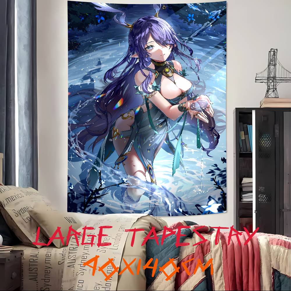 Kawaii Pretty Hot Girl Lauma Cool Video Gaming Tapestry Wall Hanging Art Decoration Aesthetic Background Cloth Birthday Gif