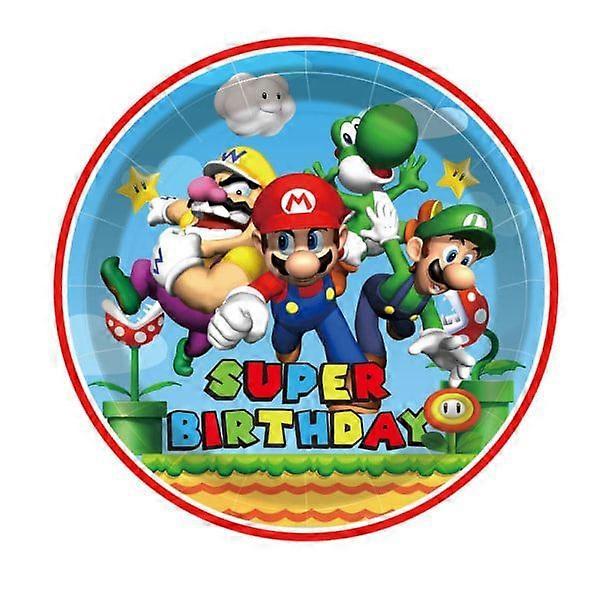 Mario Theme Party Decoration Props Disposable Plates Napkins Tablecloth Set