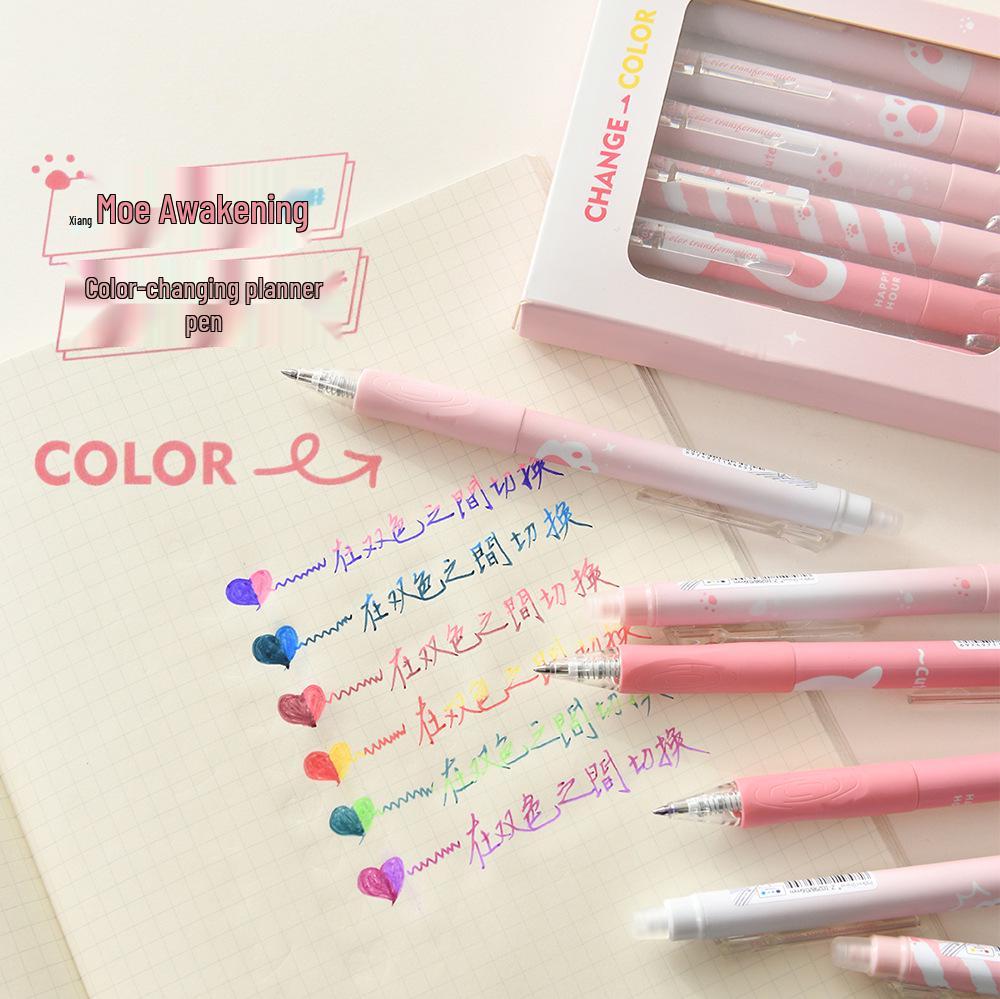 Chenxi Cat Paw Push-Type Erasable Gel Pen 0.6mm - Color-Changing Drawing Pen.