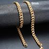3/5/7/9/11MM Cuban Chain Necklaces for Men Women,Stainless Steel Curb Link Chain Collar,Zircon Gift for Dad Husband BFF