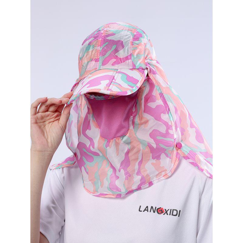 

Summer Outdoor Cycling Hat Hiking Hiking Fishing Camouflage Beach Hat Sun Girl Face Protection Face Mask Electric Car Cap Pink Camouflage One size