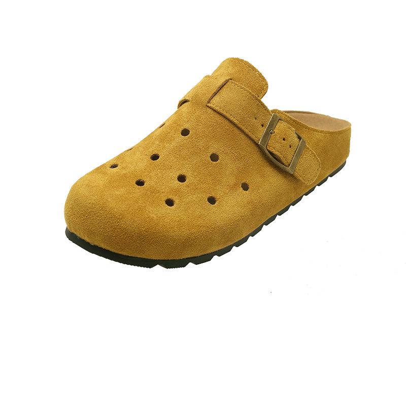Damen Plattform-Slipper mit geschlossenem Zehenbereich im Birkenstyle, Sandalen mit weicher Sohle, Sommerschuhe