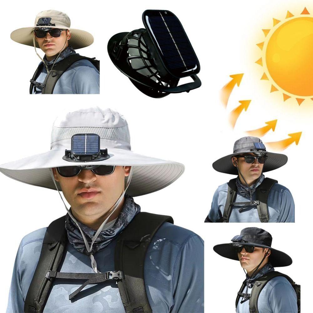 Strong Wind Sun Hat with Fan UV Protection Fishing Bucket Hat Convenient Solar Fan Hat  Sport