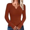 Women's Casual Solid Color V Neck Slim Button Knit Sweater Long Sleeved Base Sweater Sweater