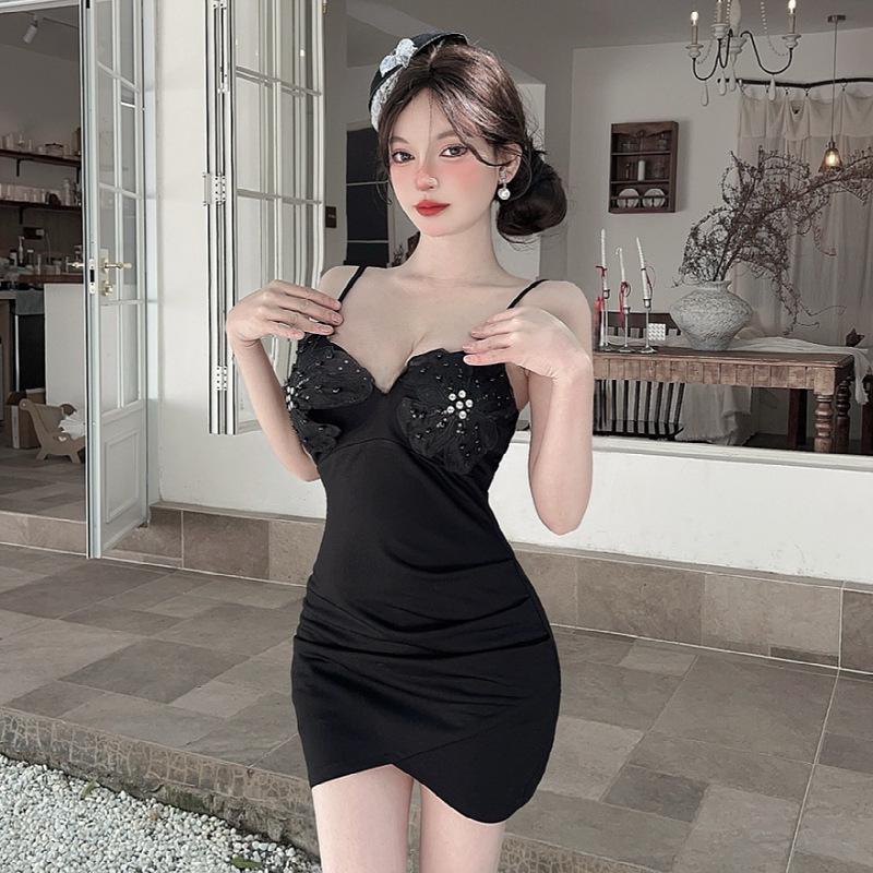 2026 Nightclub Hot Girl Low-Cut V-Neck Floral Bodycon Spaghetti Strap Dress