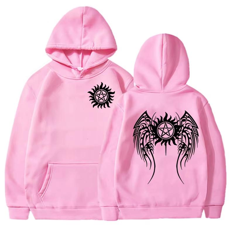 Autumn and Winter New Fashionable Hoodie Fun Supernatural Crow Wings Printed Harajuku Men's and Women's Long Sleeve Warm Hoodie