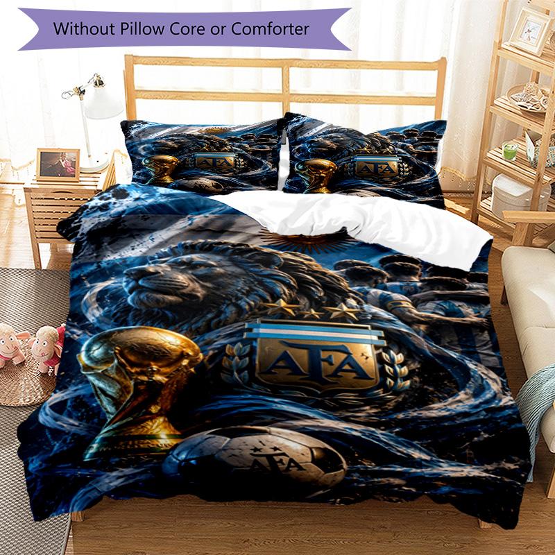 Lionel Messi Football Legend Bedding Set,Breathable Bed Linen for Guest Room Decoration,Festival Gift for Fans,All Season Duvet Cover with Pillowcases