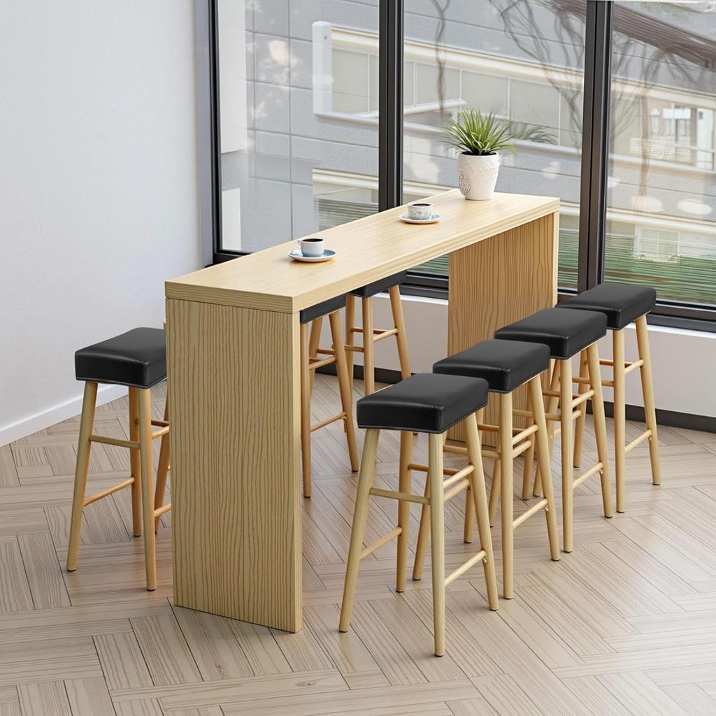 PU Leather Bar Stool Covers Rectangular 100% Waterproof Oilproof Stool Covers Thicker Leather Saddle Stools Slipcover