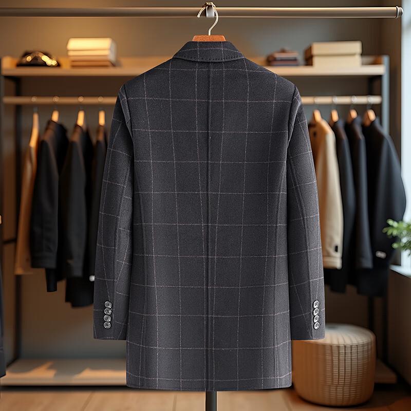 FAPAI Men's Wool Blend Single-Breasted Overcoat