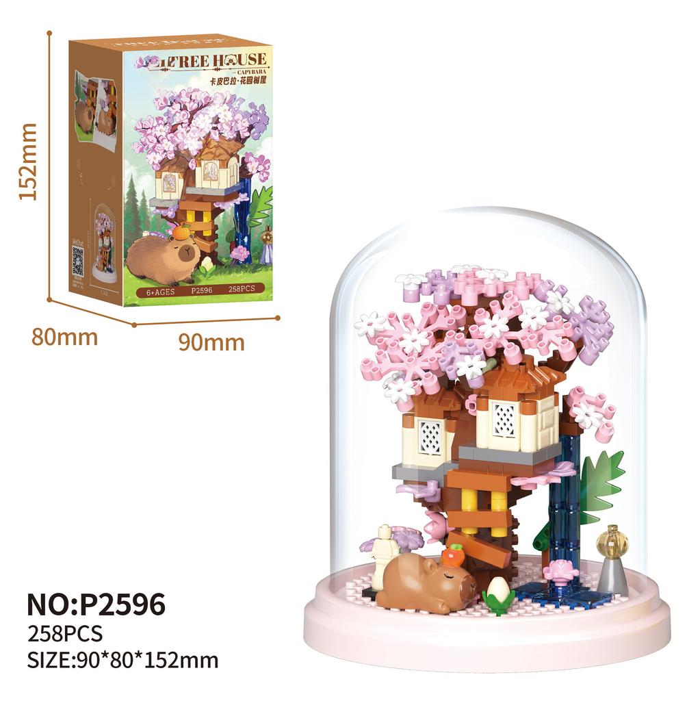 Adults Micro Tree House Assembly Bricks Constructor Set Flowers Sakura Particle Building Block Toy for Children Diy Set for Kids