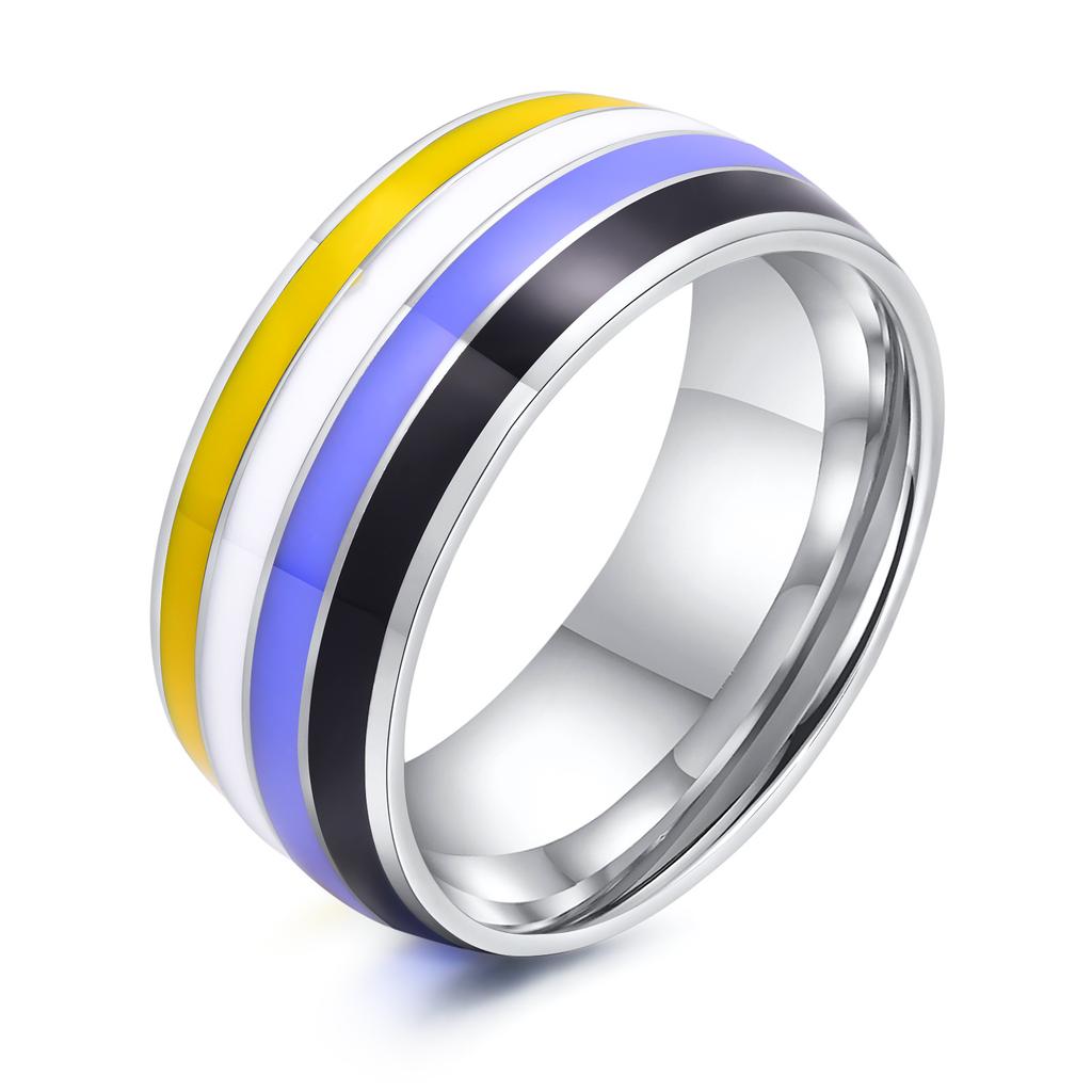 Edelstahl Lesbischer LGBT Ring für Frauen Paar, Pride Liebe Versprechen Band Streifen Flaggenfarbe Verlobungsringe