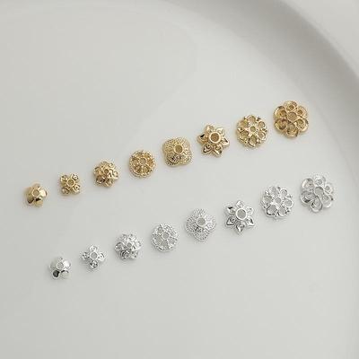 14K Gold-filled Color-preserving Four-leaf Clover Flower Cap Spacer Bead Bracelet Accessory
