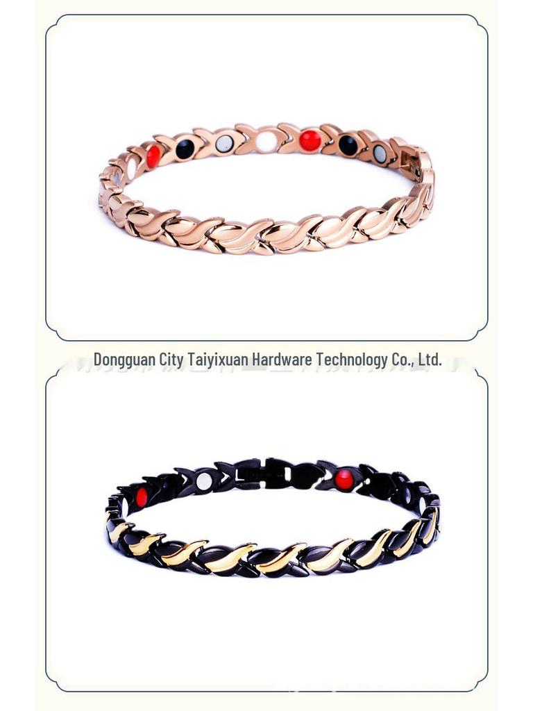 Unisex Stainless Steel Titanium Germanium Magnetic Bracelet with Cross-Border Design