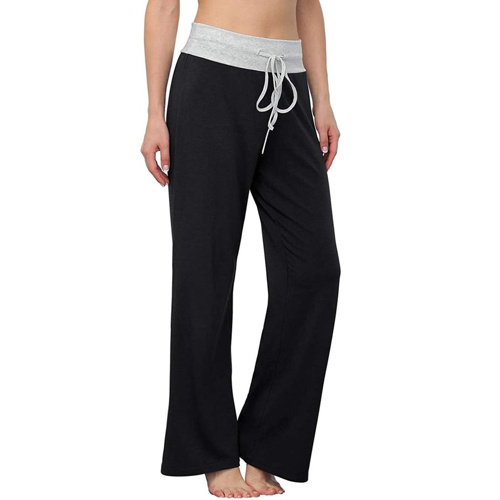 Women Wide Leg Pants Casual Stretch Yoga Pant   Pants Splicing Pants