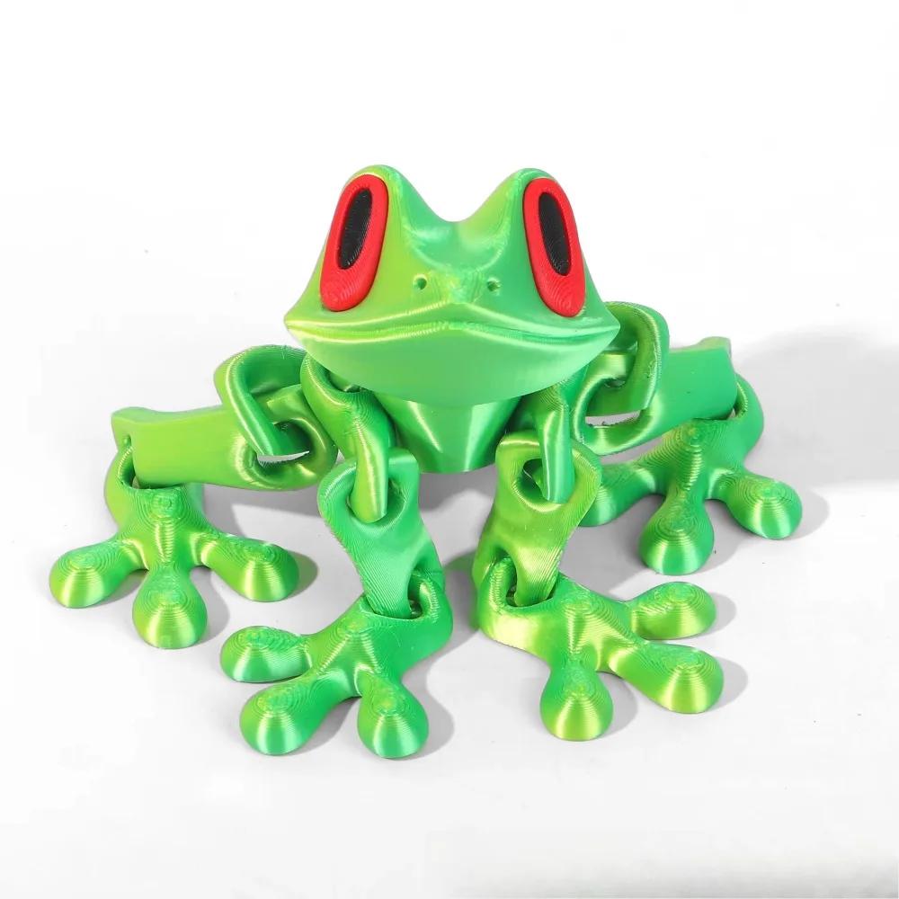 New 3D Printed Frog Ornament Joint Movable Magnetic Model Creative Simulation Animal Figurine Desktop Frog Handicraft Decoration