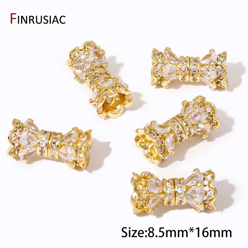 

18K Gold Plated Cubic Zirconia Screw Buckle Clasps Flower Shaped Double Head Connector Clasps For DIY Jewelry Making Accessories 1 piece