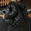 Autumn Plus Size Men's Plush Thick Casual Versatile Bright Surface Short Casual Warm Windproof Zipper Jacket Hooded Warm Coat