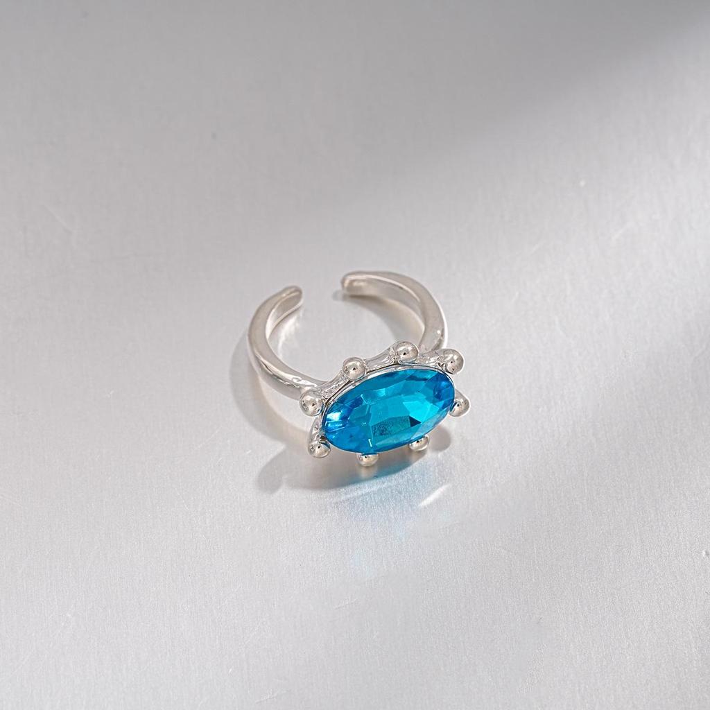 European-American Luxury Diamond Oval Open Ring – Geometric Dopamine Sweet Food Design, High-End Niche Jewelry.