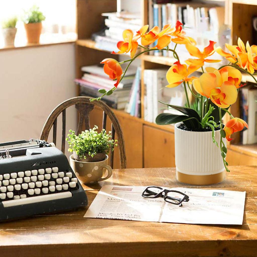 1 Pc Artificial Flower Decoration Gold-bottomed Office