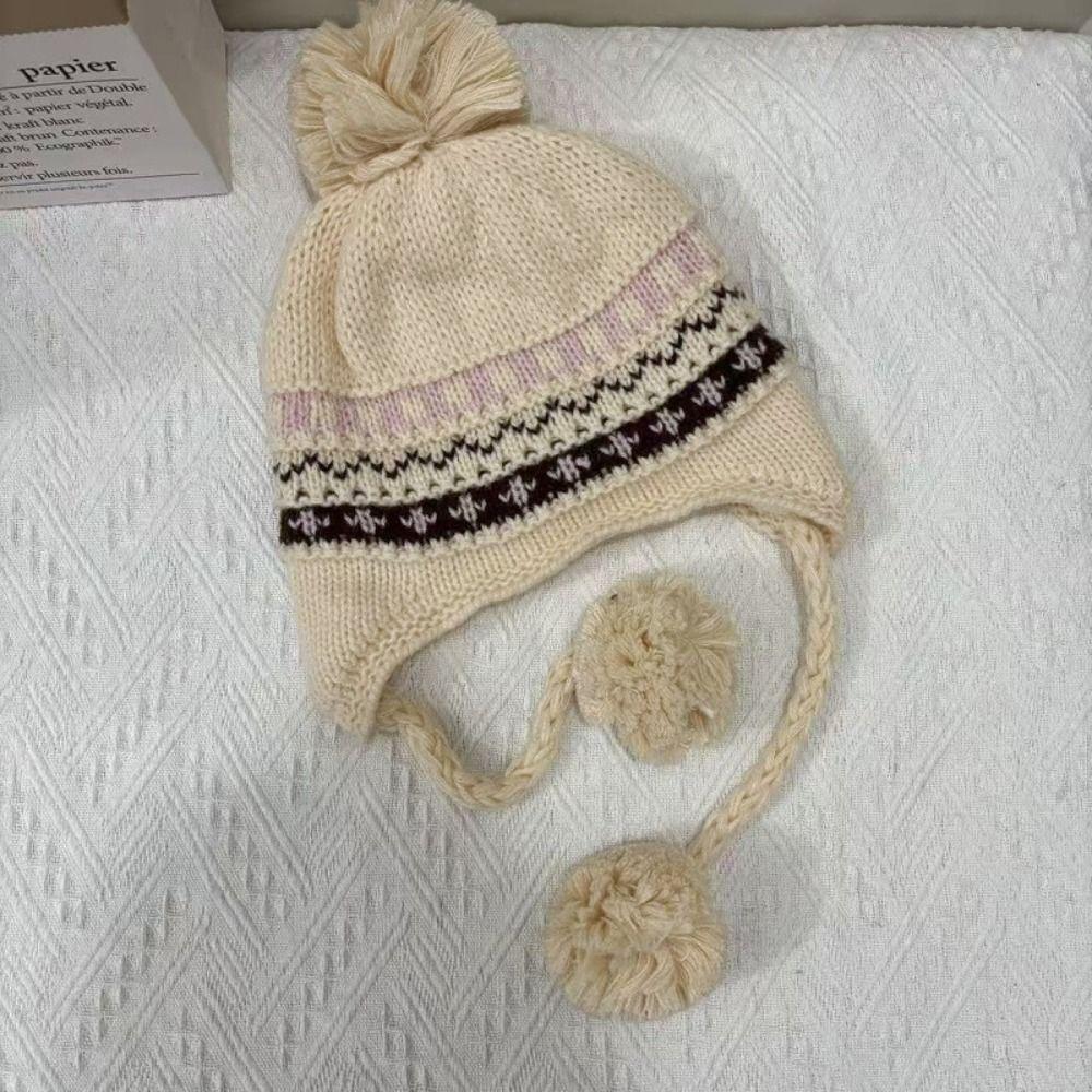Warm Jacquard Knitted Hat Printed Ear Protection Hat Fashion Printing Knit Cap  Autumn