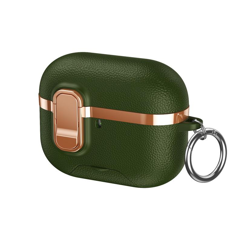 Galvanisiertes Leder-Kopfhörerhülle für AirPods 4. Generation Pro 3 2 Bluetooth-Headset-Abdeckung mit Telefonständer Schlüsselanhänger für AirPods Pro 3 2 Kopfhörer-Ladebox