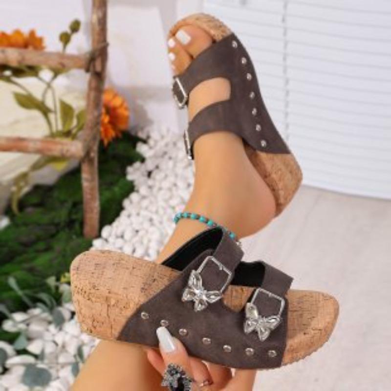 High-heel Platform Wedge Sandals for Women, New Style Leather Buckle Shoes, Summer Sandals