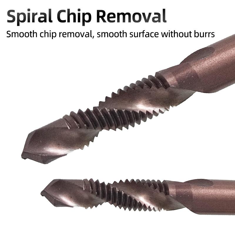 Composite Screw Tap Bit HSS-CO Tap Drill Set 1/4" Hex Spiral Tap Drill Reamer Titanium Soft Metal Thread Drilling Tapping Tools