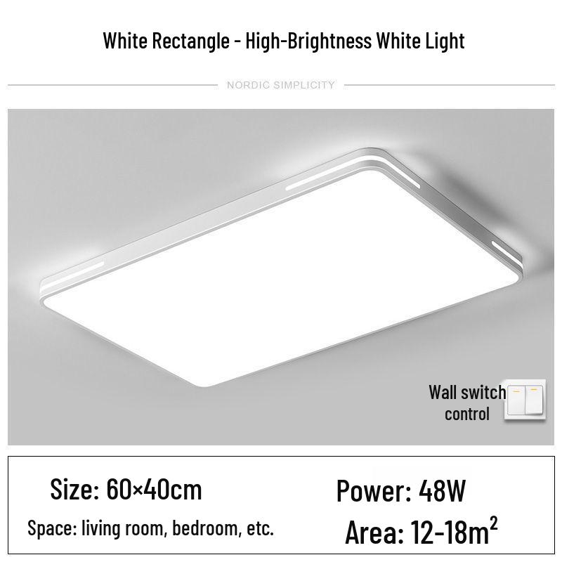 

Ultra-thin LED Ceiling Light with Remote - Energy-efficient, Eye-safe Lighting for Bedroom & Living Room White Frame