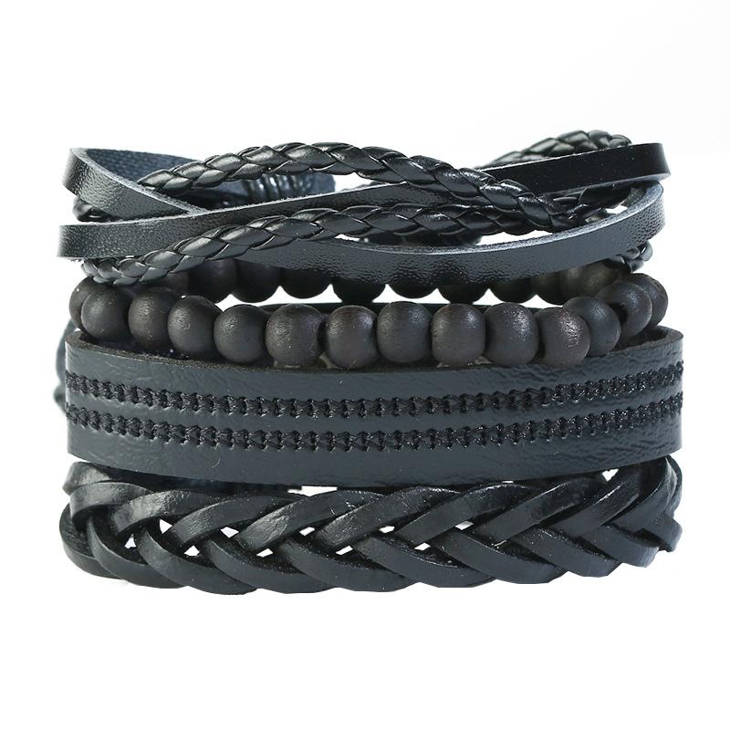 ZORCVENS Classic Hand-Woven Leather Bracelet Multilayer Men Bracelets Punk Beads Bangle for Friend Charm Jewelry Gifts