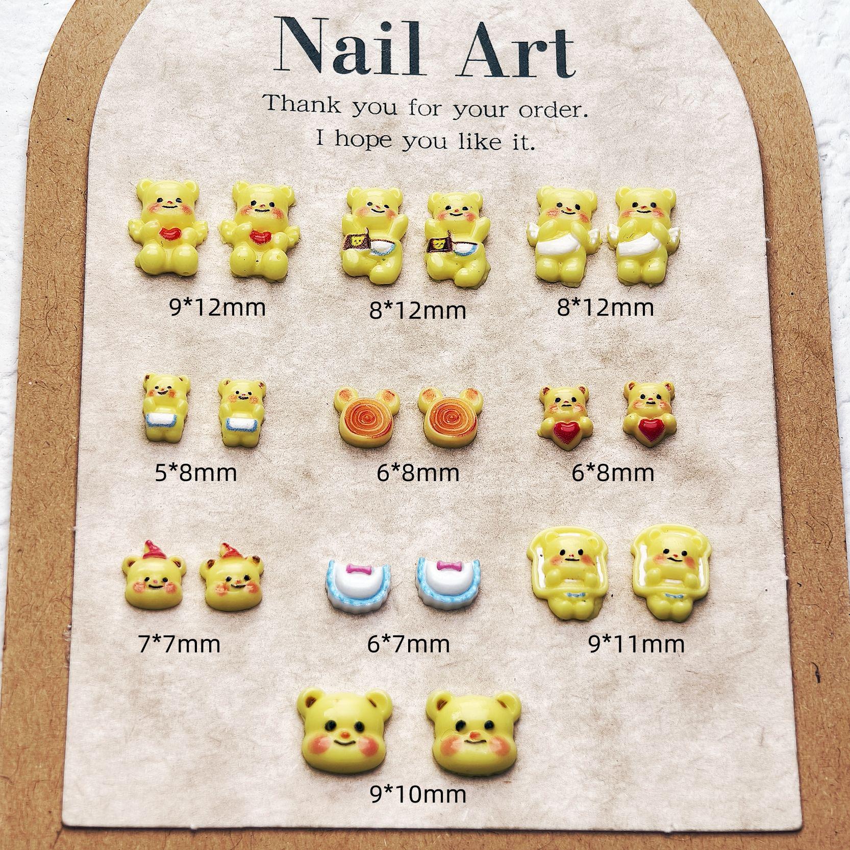 

Adorable Handmade Bear Cartoon Nail Art Accessories - Cute Press-On Nails for DIY