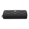 CHANEL classic zipper grain embossed silver buckle calfskin with metal wallet female black