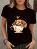 Dachshund Dog In Cup Butterfly T-shirt