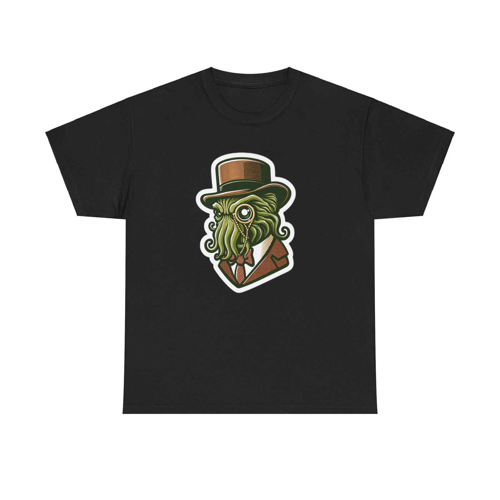 

Unisex Adult T Shirt Cthulhu Monocle Vintage Style Art Deco Villain Tee Monster M